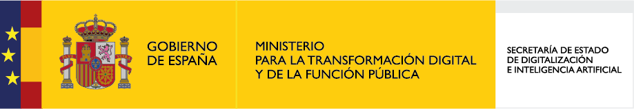 Logotipo del Ministerio para la Transformación de la Función Pública sobre fondo amarillo, representando iniciativas gubernamentales en la modernización administrativa.